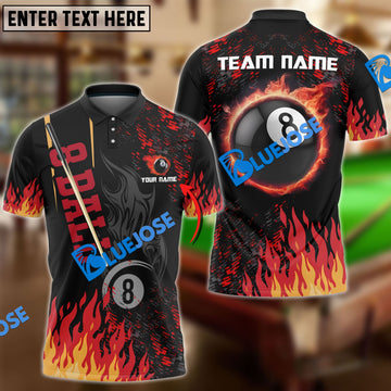 BlueJose Billiards Ball 8 Burning Room Personalized Name, Team Name Unisex Shirt (4 Colors)
