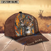 BlueJose Deer Hunting Leather Pattern Custom Name Cap