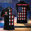 BlueJose Bowling US Flag Shoulder Customized Name, Team Name 3D Shirt (Black & White)