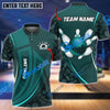 BlueJose Bowling And Pins Curve Shield Customized Name 3D Shirt (4 Colors)