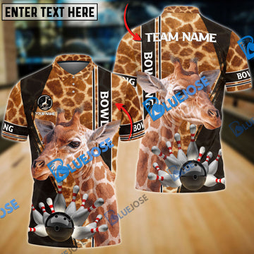 BlueJose Bowling Giraffe Customized Name, Team Name 3D Shirt