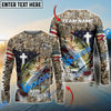 BlueJose Bass Fishing Cross Camo Custom Name & Team Name 3D Shirts