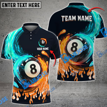 BlueJose Billiards Ball 8 Spinning Paint Personalized Name, Team Name Unisex Shirt (4 Colors)