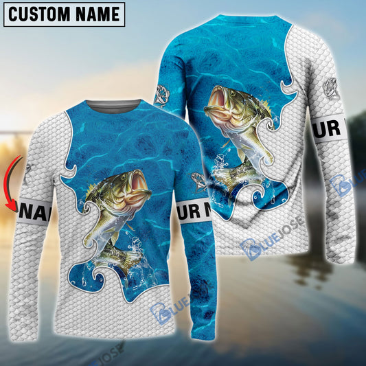 BlueJose Bass Fishing Blue Water Custom Name Shirts
