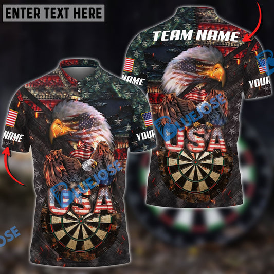 BlueJose USA Pride Eagle Darts Personalized Name, Team Name Shirt