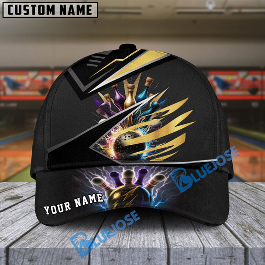 BlueJoses Bowling And Pins Premium Multicolor Personalized Name Cap