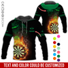 BlueJose Flaming Dartboards Personalized Name, Team Name Hoodie