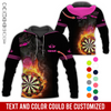 BlueJose Flaming Dartboards Personalized Name, Team Name Hoodie
