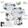 BlueJose Custom White White-Light Blue 3D Pattern Design Hawaii Palm Trees Authentic Baseball Jersey